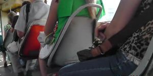 Hawt cutie flashed upskirt on the bus