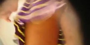 Latina and white ass caught on voyeur upskirt vids at a mall