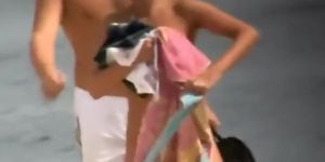 Spying asshole and labia when she bends
