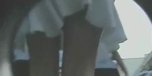 Gorgeous amateur brunette upskirt ass