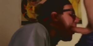 Fucking buddys throat good and cum on his face