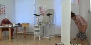 Nasty gyno fucks the ass of his slutty patient