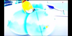 Samus Aran in Zero suit - water filling breast expansion