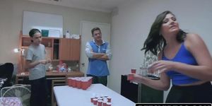 Two guys cum splashes on teens collegiate faces