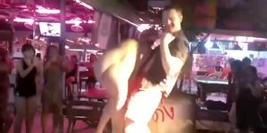 Drunk girl public bar strip