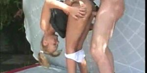 REALVIDS - Blonde deepthroats and rides cock