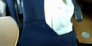 Teen blonde sucks dick on a train (A. Train)