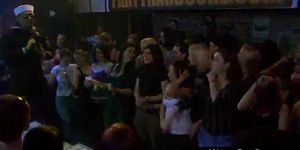 Horny amateur girls looking at strippers