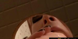 Redhead has her dress covered with jizz