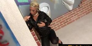Blonde milf secretary at the gloryhole