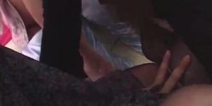 Three Lesbians Sucking Tongues Spitting on Couch