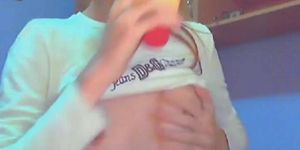 Cam: Hot blonde playing with a XL dildo