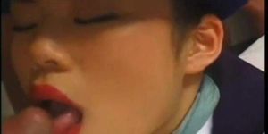 Nasty Japanese girl gets group facial