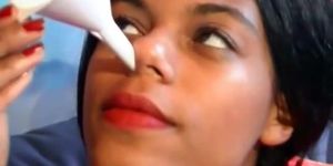 HOOD 18 - Horny black girl plays with cum