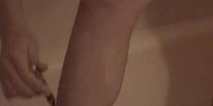 AMATEURCANADA - Pregnant geek girlfriend showering her swollen boobs and sexy body