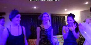 COLLEGE FUCK PARTIES - Bisexual students threesome FFM fucking in the bathroom