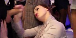 DRUNK SEX ORGY - Hot euro pornstar sucking on two cocks at this sexy party