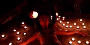 Hot slutty blonde gets her body covered with wax