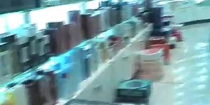 Upskirt in supermarket No panties