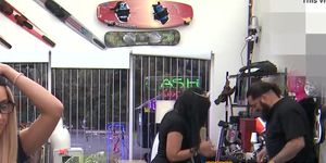 Amateur pawnshop hipster cocksucks before sex