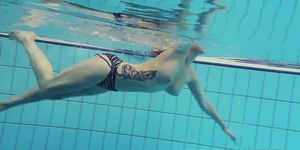 Big boobs Katrin bouncing and floating underwater