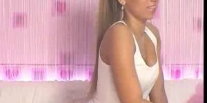 Cam: Hot blonde strips and fingers her pussy - video 1