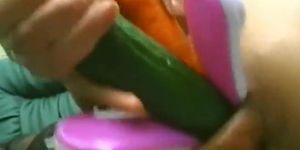 PLUGGED HOLES - Hot girl puts toys in her pussy and ass