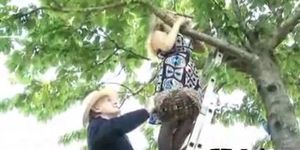 OLD MAN GANGBANG - Lingerie blonde takes two dicks (So Seductive)