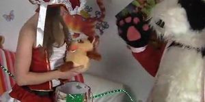 PANDA FUCK - Anal sex with Santa panda bear