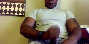 Beefy Black Soldier Jerks Off  Cums