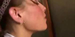 Gorgeous brunette seduces shy woman into first time lesbian sex