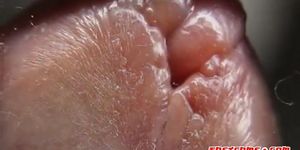 macro close up cumming on glass