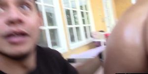 Beer pong game turn in hot sex trip with 2 booty latina
