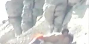 Shy couple caught on the nudist beach
