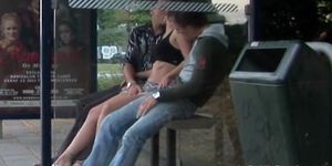Bus Stop 3some public fuck