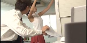 Beautiful Japanese schoolgirl sucks and fucks