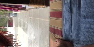 Poolside dickflash upshorts