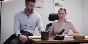 Hot secretary loses control and sucks boss' cock