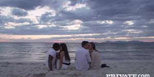 Two chicks can't stop group interracial sex