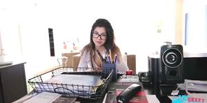 Ava Taylor screwed in her office
