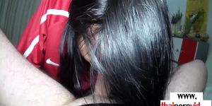 Petite amateur Thai teens Joon Mali first hardcore video on big white cock