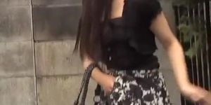 Asian has her pubic hair pulled out during skirt sharking.