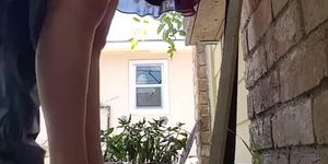 Risky fucking busty wife infront of neighbors window