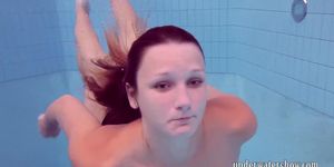 Lucy takes off bikini in the pool