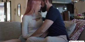 Handsome stepdad analed pink haired TS