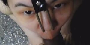 slut nose hook blowjob facial