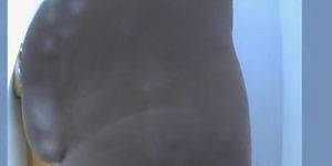 Chubby big boobs mature spied in beach cabin