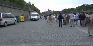 Crazy czech chicken naked on public streets