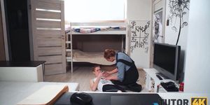 TUTOR4K. Cunning student knows how to involve the English tutor in sex