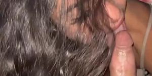 Slim sexy brunette deepthroats perfectly